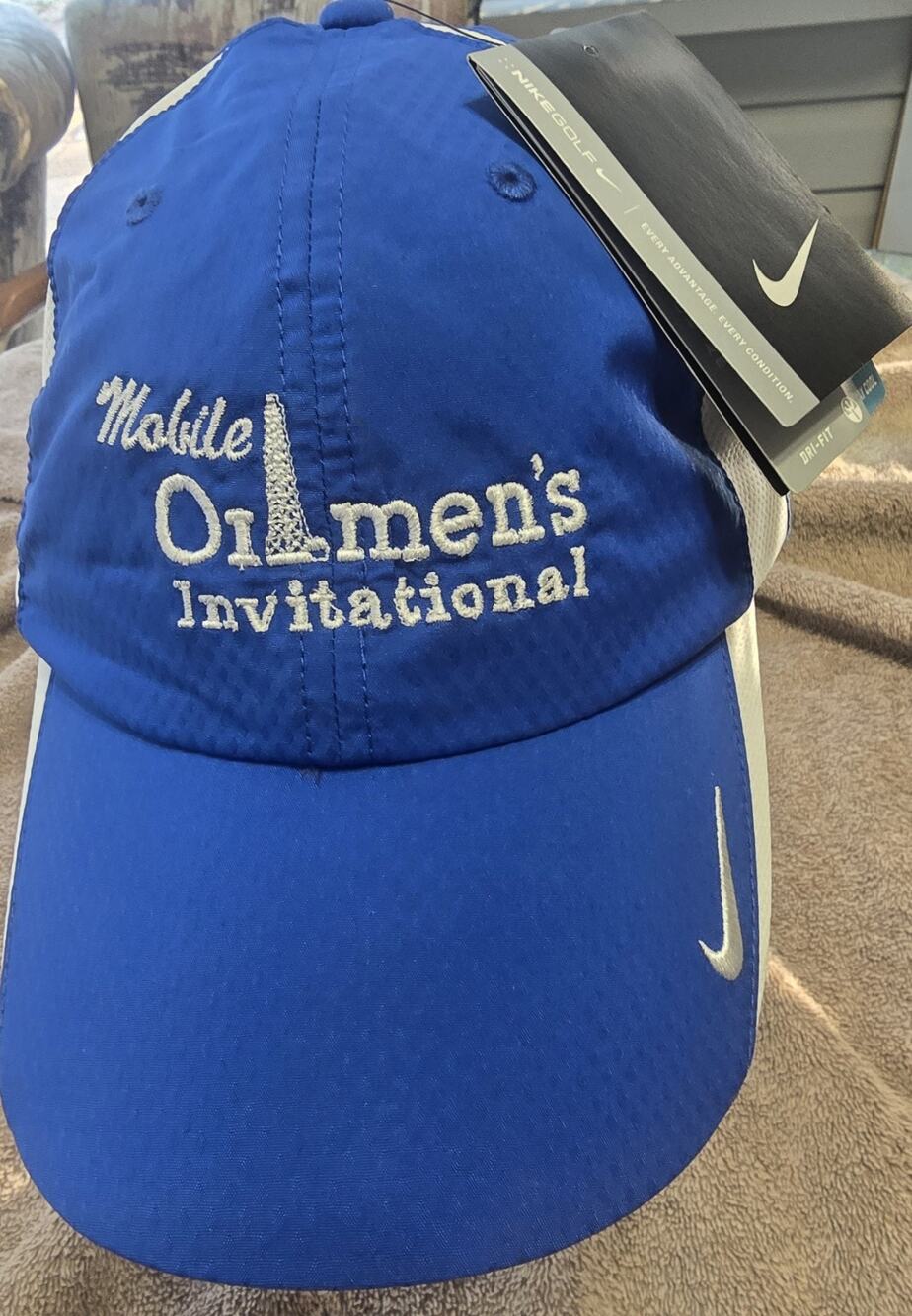 Nike Golf Dri-Fit Blue Hat Cap Adjustable Mobile Oilmens Invitational NEW